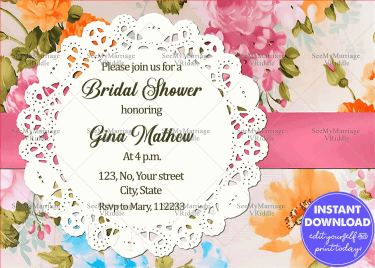 Floral Bridal Shower Mehendi Sangeet Invitation