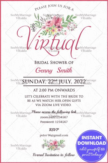 A Beautiful Bridal Ceremony Virtual Bridal Shower Card