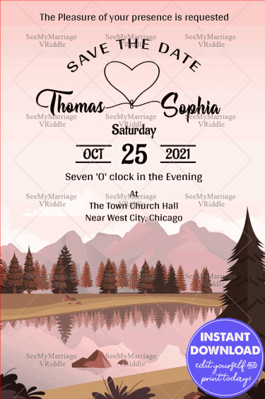 Lake And Mountains Wedding Save The Date Ecard