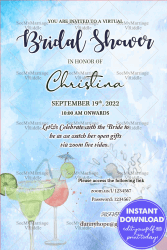 Bridal Shower Blue Theme Virtual Party Invitation Card