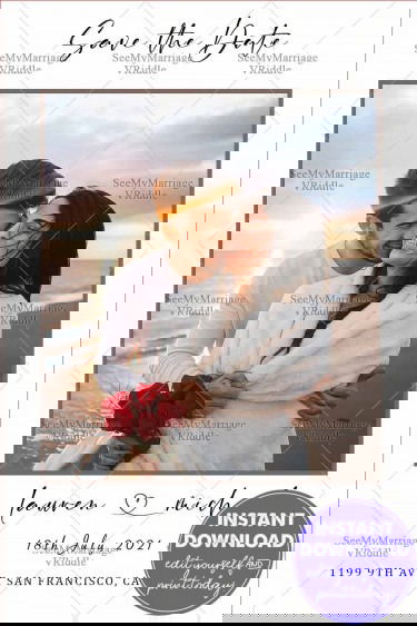 Postcard Save The Date Wedding Invitation - Editable Card