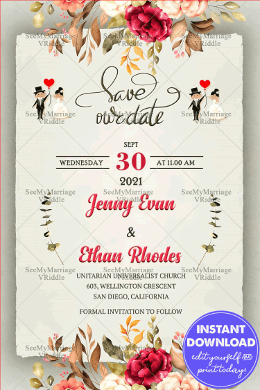 Save Our Date Wedding Invite, Eucalyptus, Greenery, Floral