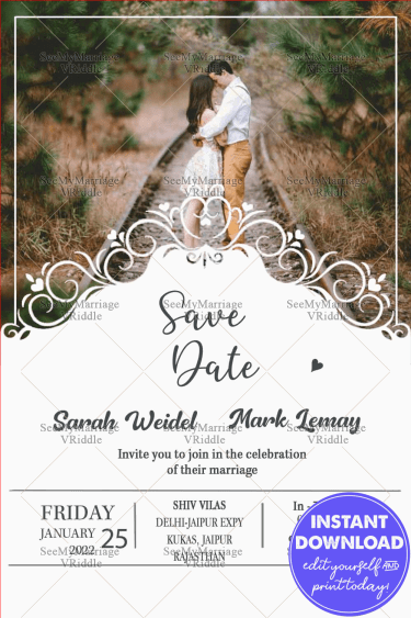 Save The Date Vintage Love Card With Couple Photo