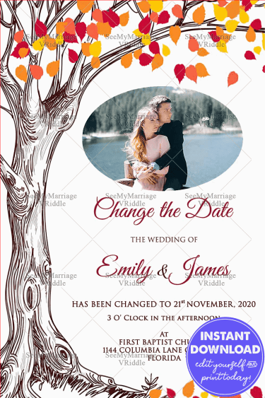 Wedding Date Change Whatsapp Card