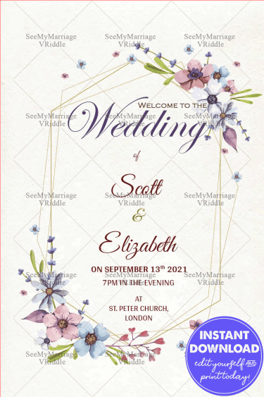 A Flower Bokeh London Wedding Invitation Card