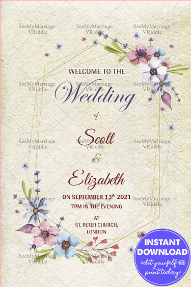 Floral London Wedding Invitation Card