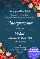 Blue Theme Annaprasan Invitation Card