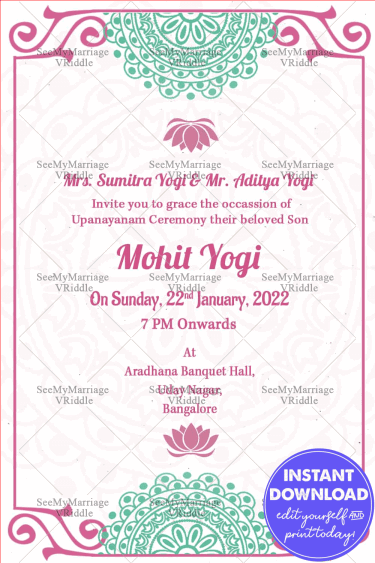 Mandala Theme Upnayanam Invitation Card