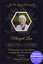 Vintage Purple Theme Memorial Card