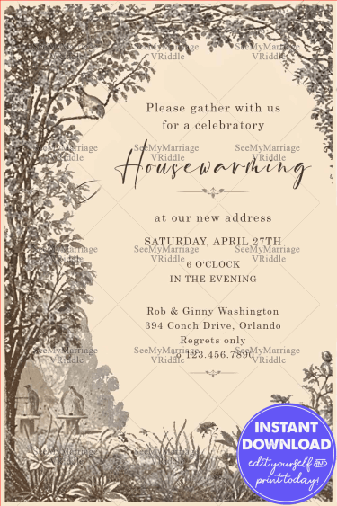 Vintage Malgudi Village theme Housewarming Card