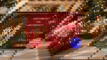 Wedding and Reception Entry Banner / Poster - Red Theme Rich And Royal Wedding Banner With A Cartoon Couple In Regal Wedding Finery
