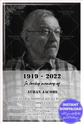 Monochromatic Memorial Invitation Card Photo