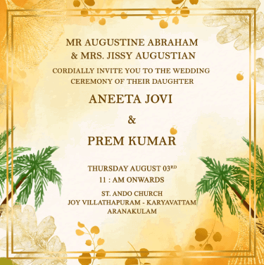 Kerala Christian Wedding Invitation Video Serene Sunset Scenery