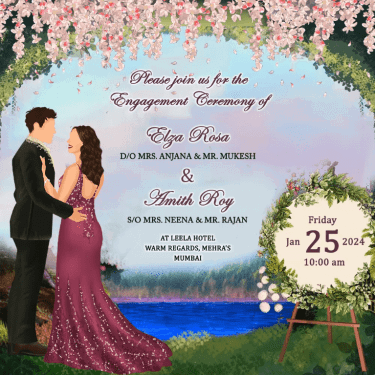 Christian Engagement Invitation Video Pink Floral Bower