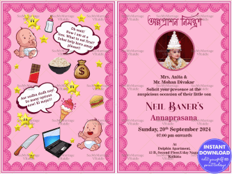 Bengali Annaprashan Invitation Story Pink Theme