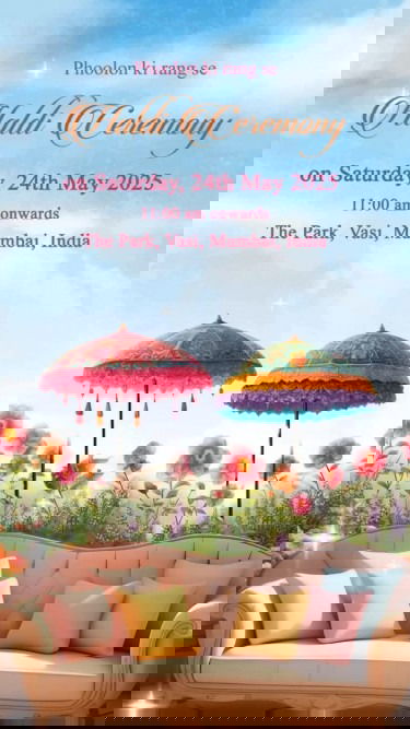 Vibrant Digital Wedding Invitation with Beach Theme Background and Multiple Events Included