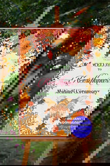 Autumn Blossom Mehndi Ceremony Welcome Poster