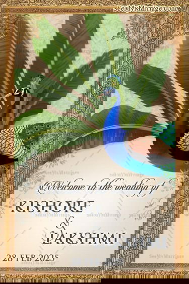 Banana Leaves Decor Telugu Wedding Ceremony Welcome Poster with Peacock Theme