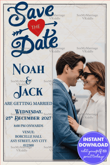 Bold Typography Romantic Wedding Announcement Card