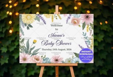 Botanical Bliss Theme Baby Shower Welcome Poster Mockup