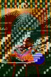 Colorful Cartoon Girl Half Saree Ceremony Welcome Poster