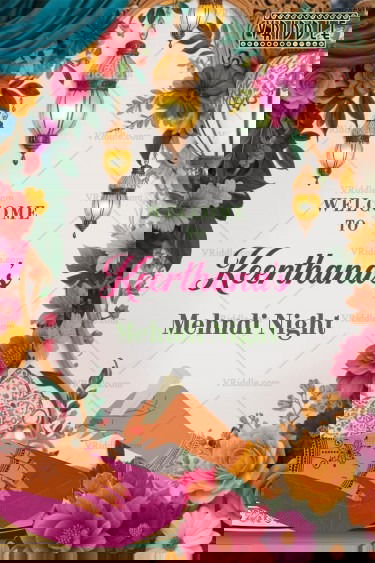 Floral Radiance Mehndi Night Welcome Poster with Lanterns Decor