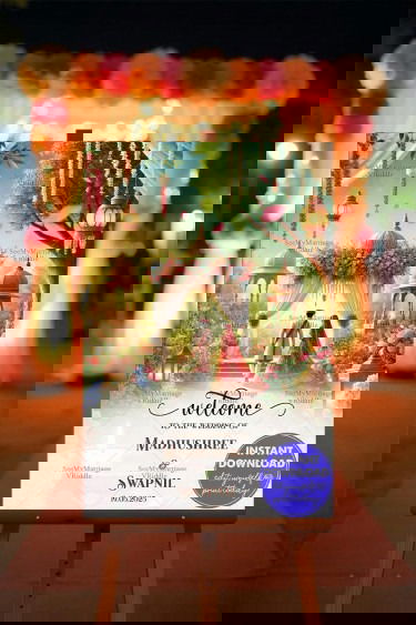 Nature Splendor Theme Marathi Wedding Ceremony Welcome Poster Mockup