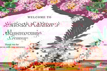 Purple Theme Housewarming Ceremony Welcome Poster with Lotus Bloom Background