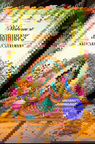 Radiant Floral Accents Half Saree Ceremony Welcome Poster