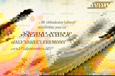 Sunflower Theme Half Saree Ceremony Welcome Poster