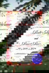 Floral-Themed Wedding Welcome Banner with Vibrant Blooms and Elegant Script