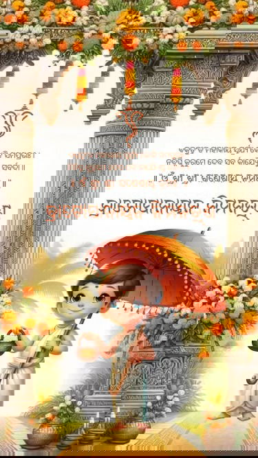 Cultural Upanayanam Invitation Video with Umbrella in Sacred Temple Setting