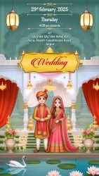 Golden Ganesha Sacred Wedding Invitation Video with Floral Arch and Lotus Pond - Haldi, Mehendi, Sangeet, Reception, Save The Date