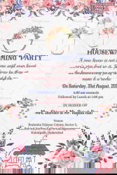 Rose Garland Housewarming Invitation Card with Elegant New Home and Cottage Theme
