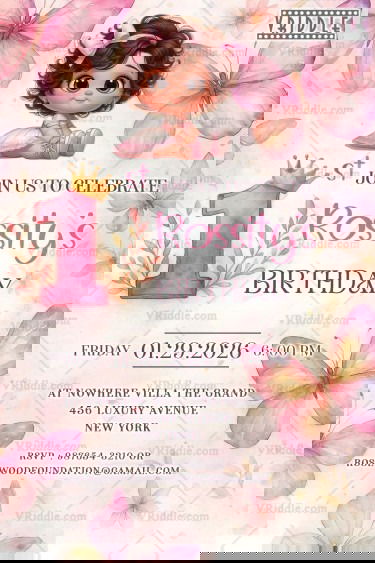 First Birthday Invitation with Watercolor Butterfly Theme Featuring a Cute Baby Girl Illustration in Elegant Pink Tones