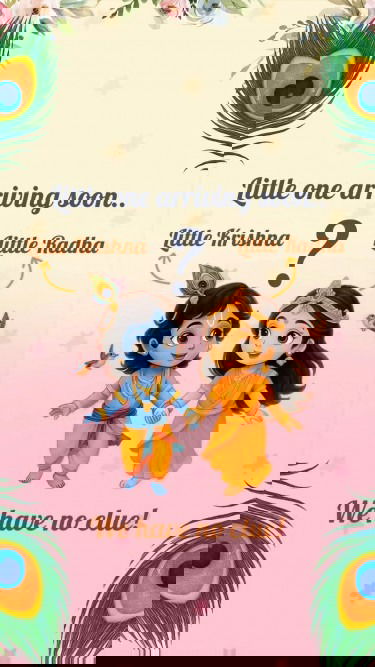 Krishna-Radha Theme Baby Arrival Announcement Video with Mythological Art
