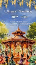 Lotus Theme Sangeet Invitation Video with Lakeview and Peacock
