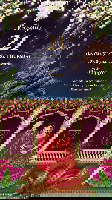 Motion Art Rajasthani Wedding Invitation Video with Caricature Theme, Load Ganesha idol and Haldi, Mehendi, Mayra, Sangeet, Phere, Reception
