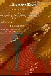 Save the Date Wedding Invitation Card with Royal Couple Illustration in Luxurious Gold and Red Theme