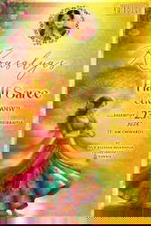 Vibrant Yellow Theme Half Saree Ceremony Invitation with Dancing Girl with Umbrella Illustration and Add Photo Option