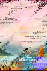 Romantic Proposal Roka Ceremony Card with Elegant Floral Theme, Fireworks and Watercolor Landscape