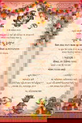 Elephant Theme Gujarati Gruh Pravesh Invitation with Kalash Design and Floral Garland