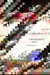 Engagement Welcome Banner Featuring Bold Watercolor Florals and Golden Accents