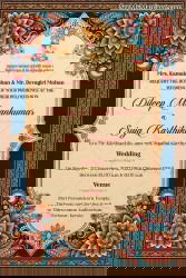 Kalamkari Mandala Wedding Invitation Card with Lord Ganesha and Ornate Border Design