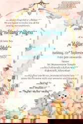 Pastel Themed 30th Day Blessing Prayers Invitation Card with Bunny and Cute Animal Toys