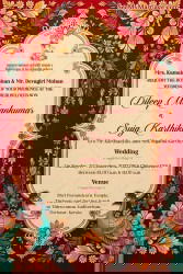 Peacock Theme Wedding Invitation Card with Ornamental Design and Ganesha Emblem