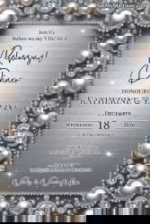 Pearl Diamond Rehearsal Dinner Invitation Card with Glamorous Silver Theme and Luxury Gem Accents