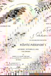 Heavenly Angel First Communion Invitation with Add Photo Option, Watercolor Florals and Golden Arch Frame